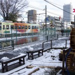 【Tokyo Train Story】雪の水車小屋前を通る都電荒川線