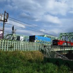 東北本線新河岸川橋梁と貨物駅の北王子駅で撮影する