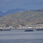 諏訪湖一周サイクリングで上諏訪の町に入る 紅葉の長野旅行 その19